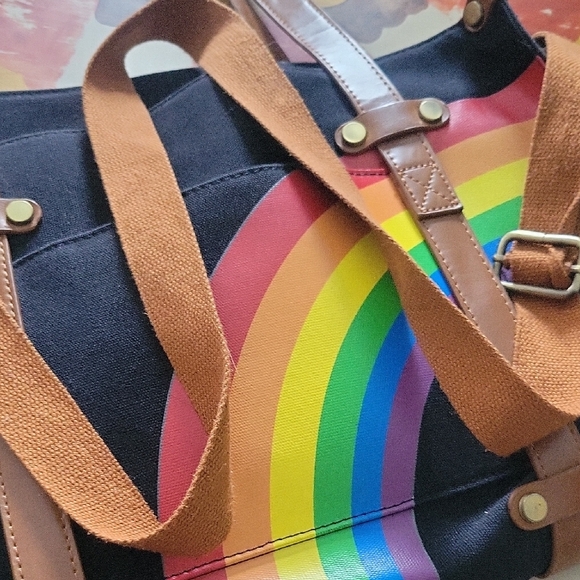 Modcloth Rainbow Canvas Tote Bag - Picture 5 of 6